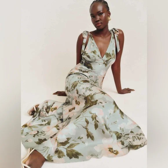 Reformation Pernille Silk Gown in Fauna Size S - Picture 1 of 16